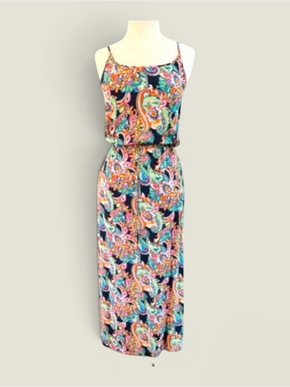TOMMY BAHAMA PRINT SPAGETTI STRAP MAXI DRESS SIZE XS